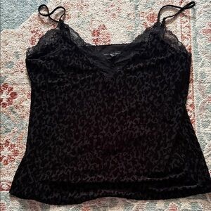 Chic Black Velvet Lace Cami Top